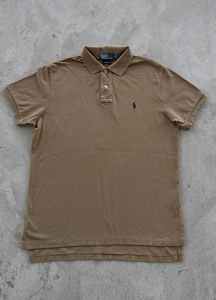 Футболка поло polo by ralph lauren коричневая мужская брендовая l оригинал тенниска хлопковая пике кэжуал винтаж