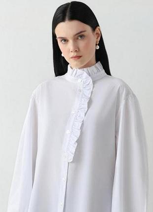 Універсальна блуза сорочка zara оверсайз з воланами (від xs до xl)
