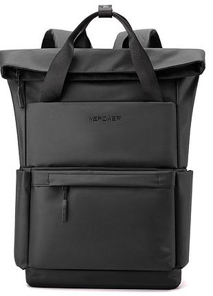 Черный качественный водонепроницаемый рюкзак rolltop, мужской городской рюкзак waterproof