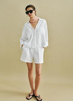Лляна сорочка вкорочена zara оригінал