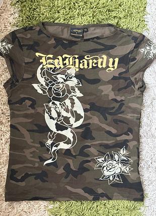 Камуфляжна футболка ed hardy x urban outfitters, розмір l