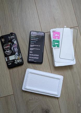 Идеальное состояние, 70% батарея, летает на чистом новом андроид 12. смартфон xiaomi redmi note 7 (4/64gb) + чехол + стекло