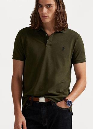 Чоловіча футболка поло кольору хакі polo ralph lauren