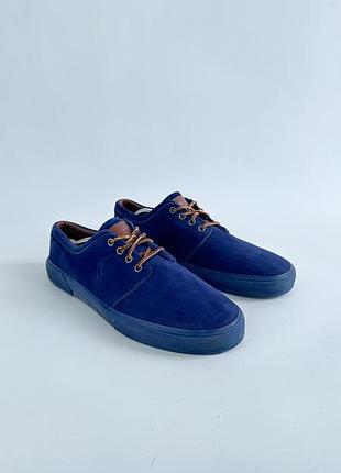 Замшеві кеди polo ralph lauren faxon low ii men navy blue suede sneakers shoes size us 12 eu 45
