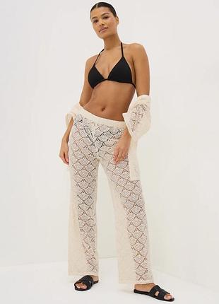 Пляжні кремові штани кроше papaya m 🛍️1+1=3🛍️