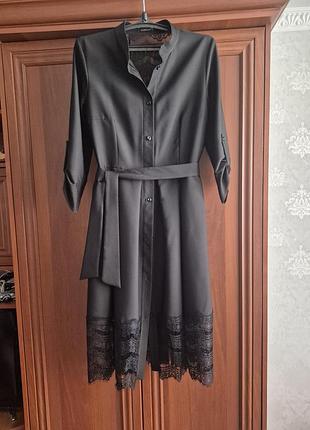 Сукня міді жіноча чорна з мереживом