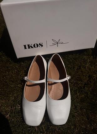 Мері джейк з квадратним носиком балетки ikos 6041-2/white leather
