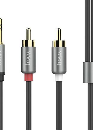 Аудіокабель hoco upa10 3.5mm male to double lotus rca, tpe, 1.5m, metal gray