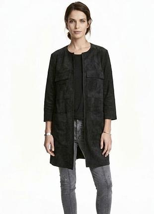 Стильный трендовый замшевый кардиган пальто тренч h&amp;m на распах
