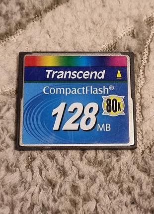 Карта памяти 128 мб (не гб) transcend 80x 9.20/10.6 compactflash cf трансенд