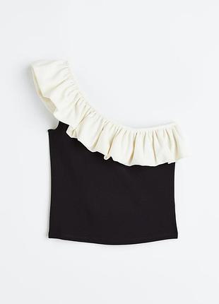 Чорно-білий топ на одне плече h&m