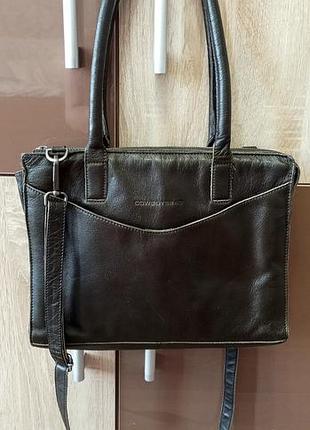 Кожаная деловая сумка cowboysbag / сумка-портфель# кросс-боди темный хаки натуральная кожа