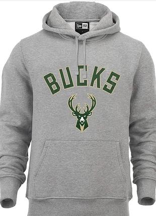 Худі new era milwaukee bucks сіре l оригінал nba