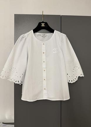 Рубашка блузка белая коттон от chanel