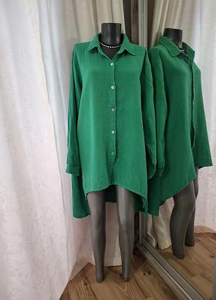 Асиметрична котонова сорочка 👕, туніка великого розміру