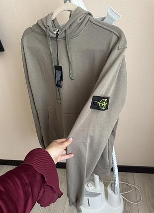 Худі stone island з патчем оливка