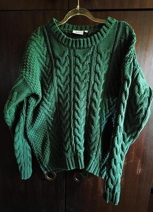 Свитер вязаный зеленый next m 100% cotton