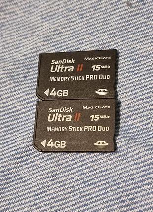 Карта памяти 4 гб sandisk ultra ii (2) "15 mb/s" 16.1-16.2/17.2 memory stick pro duo memorystick сандиск ультра мемористик psp