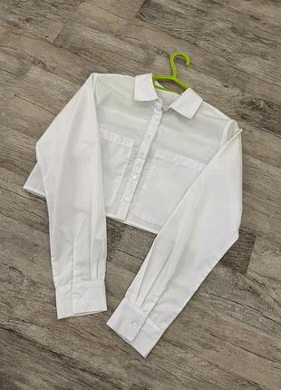 Біла вкорочена сорочка cropp