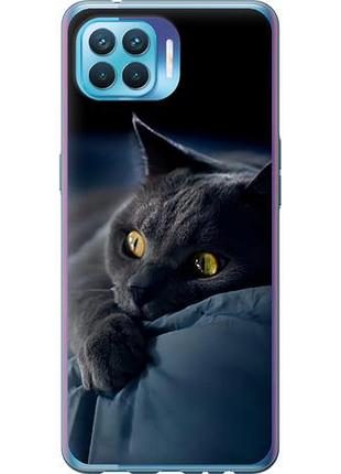 Чехол на oppo a93 дымчатый кот из силикона fch_0149637