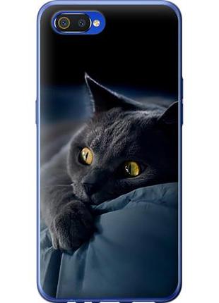 Чехол на realme c2 дымчатый кот из пластика fch_0149610