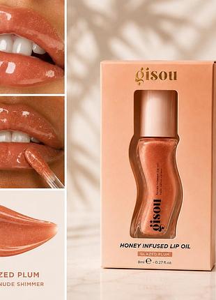 Зволожуюча олія-блиск для губ gisou honey infused lip oil glazed plum 8 мл