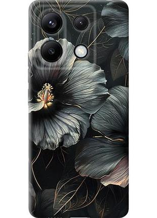 Чехол на xiaomi redmi note 13 pro 5g черные цветы из силикона fch_0154544