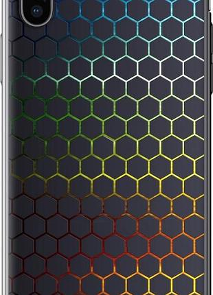 Чехол на iphone xs переливающиеся соты из пластика fch_0152070