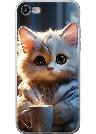 Чехол на iphone 7 white cat из пластика fch_0153731