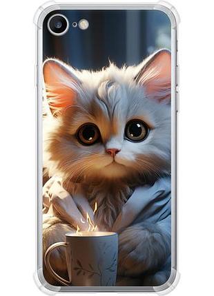 Чехол на iphone 8 white cat из силикона fch_0153753