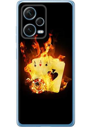 Чехол на xiaomi redmi note 12 pro+ 5g горящие карты из силикона fch_0155660