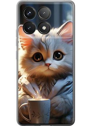 Чехол на xiaomi poco f6 pro white cat из силикона fch_0153829