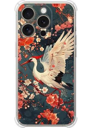 Чехол на iphone 15 pro сакура и аист из силикона fch_0154704