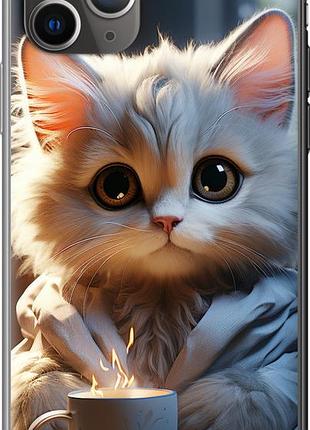 Чехол на iphone 11 pro max white cat из силикона fch_0142548