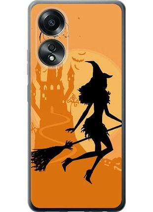 Чехол на oppo a58 4g ведьма на метле из силикона fch_0154262