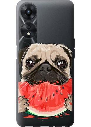 Чехол на oppo a78 5g мопс и арбуз из силикона fch_0154784