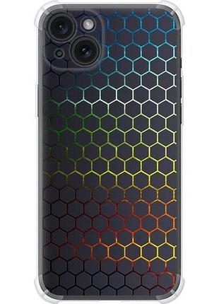 Чехол на iphone 15 plus переливающиеся соты из силикона fch_0152077