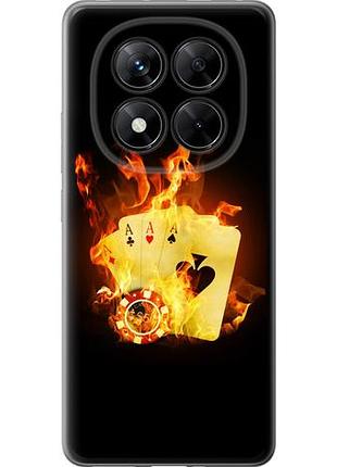 Чехол на xiaomi redmi note 14 pro 5g горящие карты из силикона fch_0155680