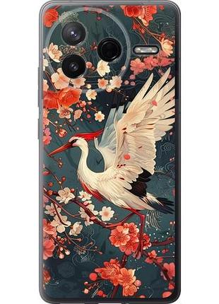 Чехол на xiaomi poco f7 pro сакура и аист из силикона fch_0154715
