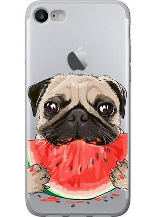 Чехол на iphone 7 мопс и арбуз из пластика fch_0154750