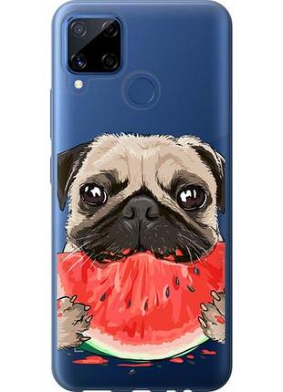 Чехол на realme c15 мопс и арбуз из силикона fch_0154763