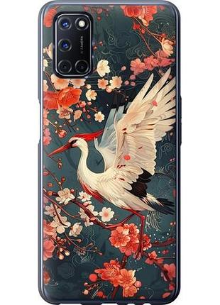Чехол на oppo a52 сакура и аист из пластика fch_0154626