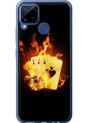 Чехол на realme c15 горящие карты из силикона fch_0155649
