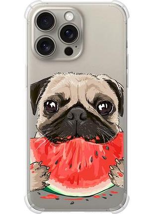 Чехол на iphone 15 pro max мопс и арбуз из силикона fch_0154831