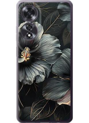 Чехол на oppo a60 4g черные цветы из силикона fch_0154530