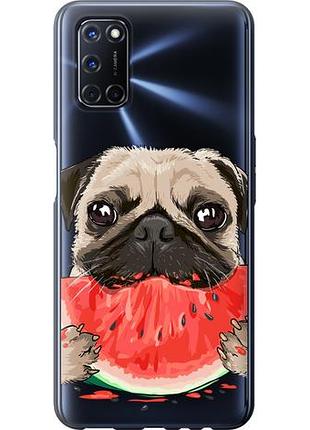 Чехол на oppo a52 мопс и арбуз из пластика fch_0154752