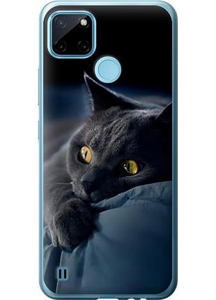 Чехол на realme c21y дымчатый кот из силикона fch_0149655
