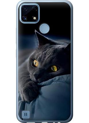 Чехол на realme c21 дымчатый кот из силикона fch_0149589