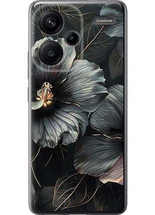 Чехол на xiaomi redmi note 13 pro plus 5g черные цветы из силикона fch_0154543