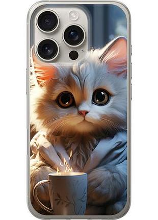 Чехол на iphone 16 pro white cat из силикона fch_0142551
